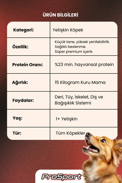 PROSPORT BİFTEKLİ YETİŞKİN KÖPEK MAMASI 15KG - 3