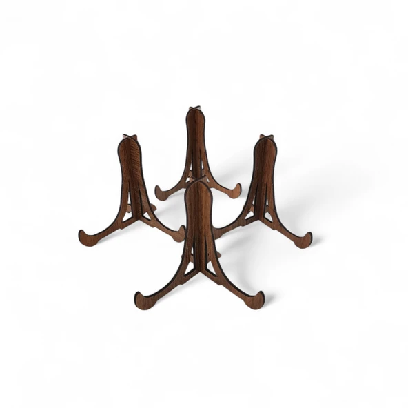 Tabak ve Süs Levhaları Gerçek Ahşap 4'lü Teşhir Ayağı 10 cm x 10 cm Stand - 1