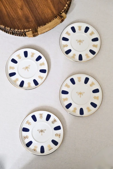 Tabak Evi Porselen Acem Zade Lacivert Çay Tabağı 12,5cm 4 lü - 3