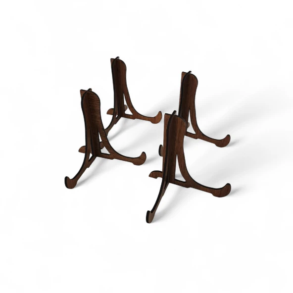 Tabak ve Süs Levhaları Gerçek Ahşap 4'lü Teşhir Ayağı 10 cm x 10 cm Stand - 3
