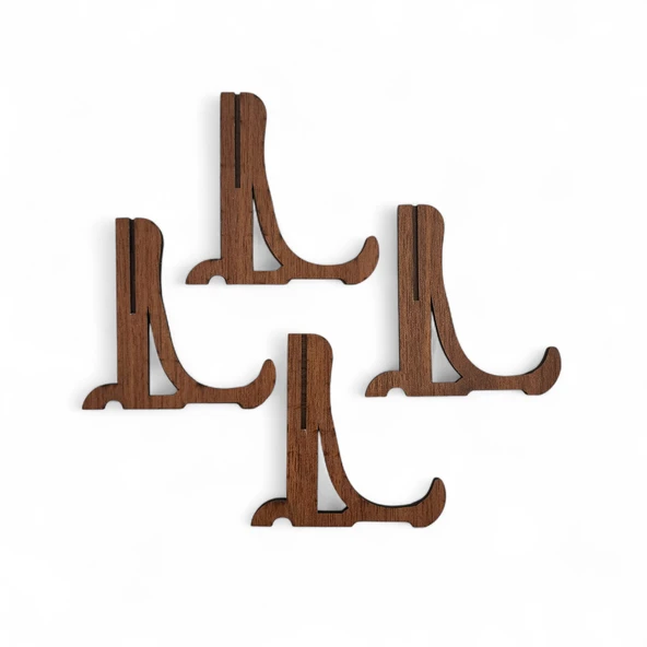 Tabak ve Süs Levhaları Gerçek Ahşap 4'lü Teşhir Ayağı 10 cm x 10 cm Stand - 2