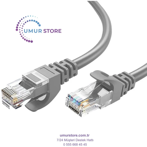 Lua 15 Metre, Ethernet Kablosu, Ağ Kablosu, Lan, Cat6, Modem Internet Kablosu, Gri ürün görseli 1