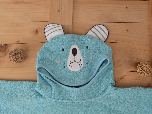 Sevimli Koala Desenli Kapüşonlu Bebek & Çocuk Panço Havlu - Resim 3