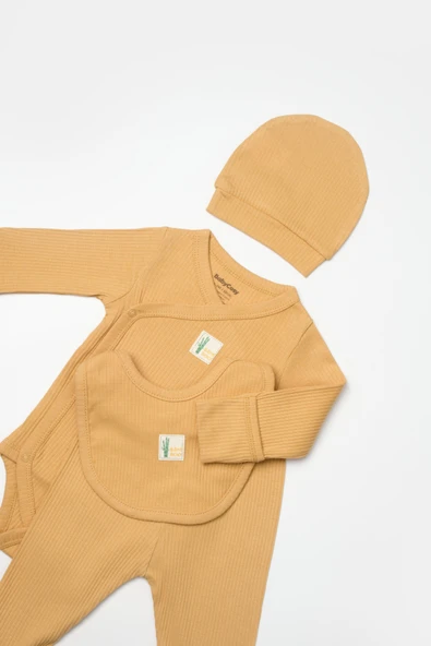 Bebek 4'lü Uzun Kollu Set, %50 Bambu %50 Organic Pamuk, Bebek - Yenidoğan - CSYB9009 - 3