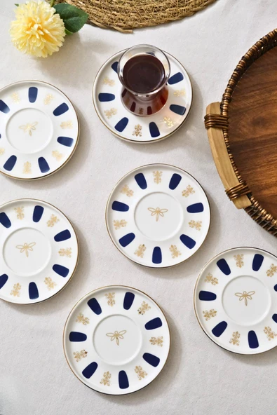 Tabak Evi Porselen Acem Zade Lacivert Çay Tabağı 12,5cm 6 lı - 3