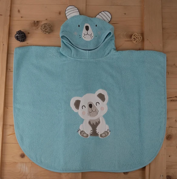 Sevimli Koala Desenli Kapüşonlu Bebek & Çocuk Panço Havlu ürün görseli
