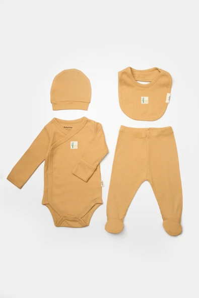 Bebek 4'lü Uzun Kollu Set, %50 Bambu %50 Organic Pamuk, Bebek - Yenidoğan - CSYB9009 - 2
