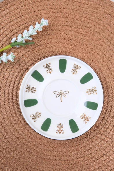 Tabak Evi Porselen Acem Zade Yeşil Çay Tabağı 12,5cm Tekli - 5