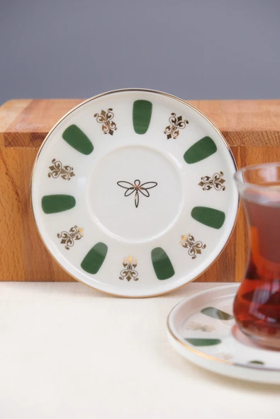 Tabak Evi Porselen Acem Zade Yeşil Çay Tabağı 12,5cm Tekli - 3