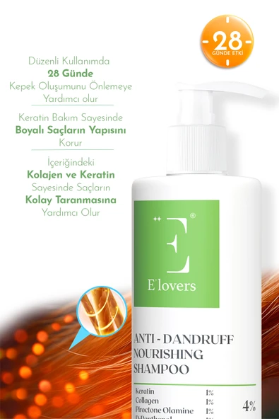 E'lovers Kepek Karşıtı Besleyici Şampuan, 400 ml, Tüm Saçlar - Resim 3