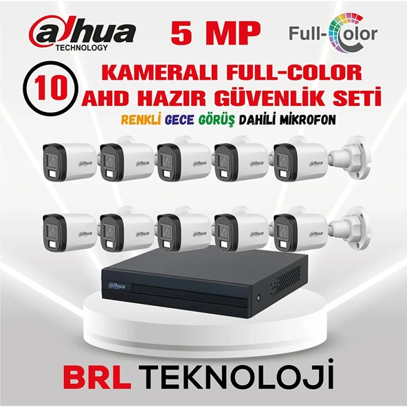 Dahua 5 Mp 10 Kameralı Sesli 30 Metre Renkli Gece Görüşlü Full Hd Kamera Seti