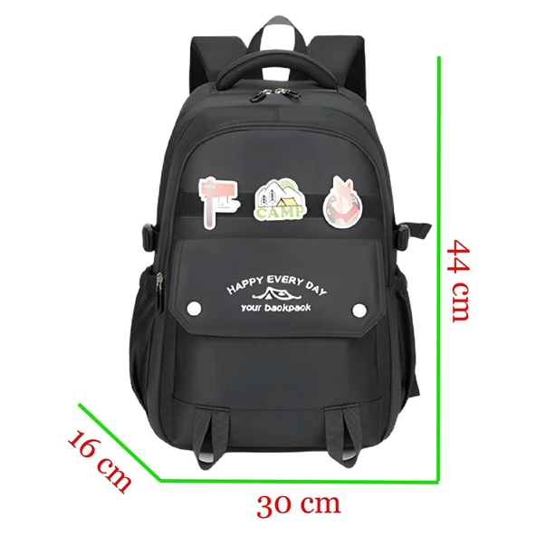 Muggle 3 Bölmeli Happy Camp Kolej Okul Sırt Çantası Mavi (MU-1643) - Resim 2