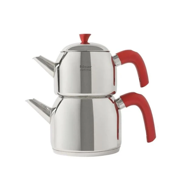 Hisar Optima Mars Çelik Çaydanlık Kırmızı - 4