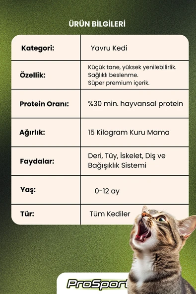 PROSPORT KİTTEN YAVRU KEDİ MAMASI 15KG - 2