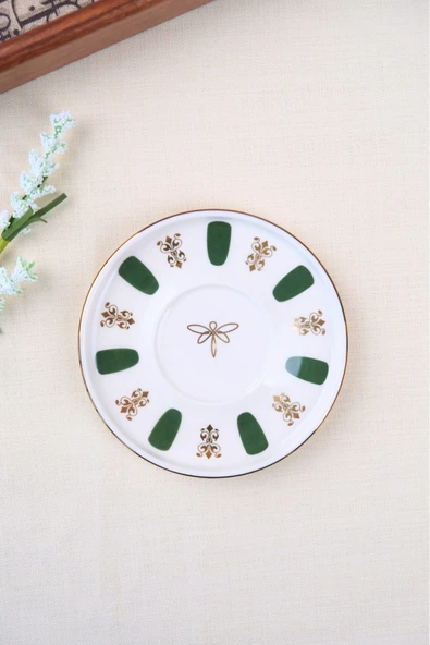 Tabak Evi Porselen Acem Zade Yeşil Çay Tabağı 12,5cm Tekli