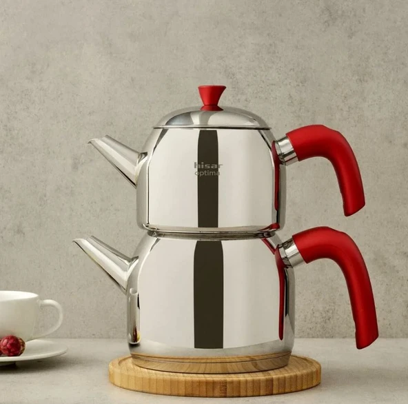 Hisar Optima Mars Çelik Çaydanlık Kırmızı - 3