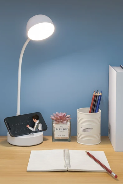 Şarjlı Dokunmatik LED Ders Çalışma Masa Lambası Beyaz Sarı Sıcak Işık Ayarlanabilir Işık Şiddeti - 2