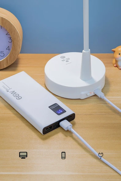 Şarjlı Dokunmatik LED Ders Çalışma Masa Lambası Beyaz Sarı Sıcak Işık Ayarlanabilir Işık Şiddeti - 5