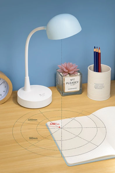 Şarjlı Dokunmatik LED Ders Çalışma Masa Lambası Beyaz Sarı Sıcak Işık Ayarlanabilir Işık Şiddeti - 3