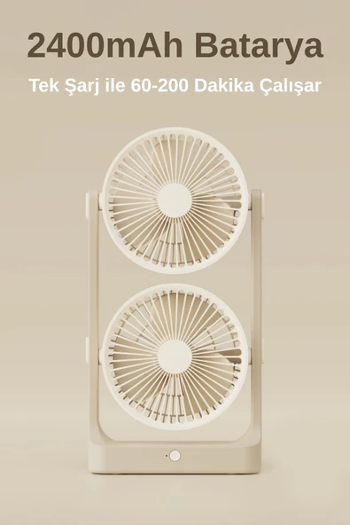 Masaüstü Usb Şarjlı 180° Dönebilen 2 Pervaneli 5 Kademe Fan Vantilatör Soğutucu YS2546 - 4