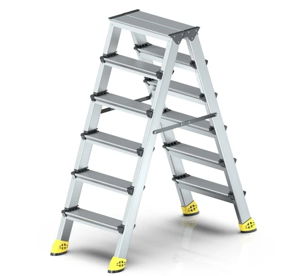 6+6 Basamaklı Çift Çıkışlı Alüminyum Merdiven | Ev, Bahçe, İş Yeri İçin