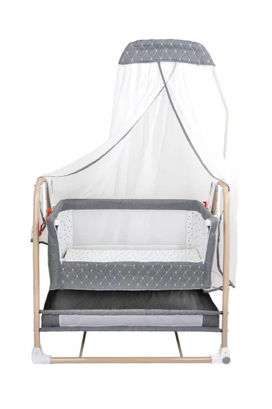 TommyBaby Royal Anne Yanı Beşik Tüllü Sepet Beşik Sallanabilir Bebek Beşiği Anne Yanı Beşik - 7