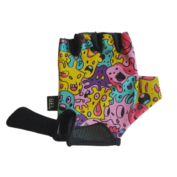 Raptor Çocuk Eldiveni Kısa Parmak Çocuk Bisiklet Eldiveni Silikon Jelli Canavar Desenli M Beden - Resim 4