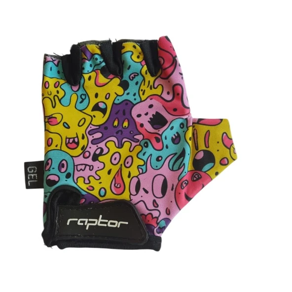 Raptor Çocuk Eldiveni Kısa Parmak Çocuk Bisiklet Eldiveni Silikon Jelli Canavar Desenli M Beden ürün görseli