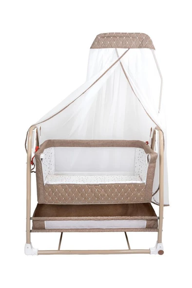 TommyBaby Royal Anne Yanı Beşik Tüllü Sepet Beşik Sallanabilir Bebek Beşiği Anne Yanı Beşik - 8