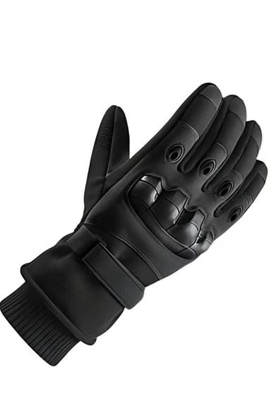 Single Sword Rüzgar Soğuk Geçirmez Suya Dayanıklı Dokunmatik Eldiven- Taktik ve Motosiklet Eldiveni Bej - 12