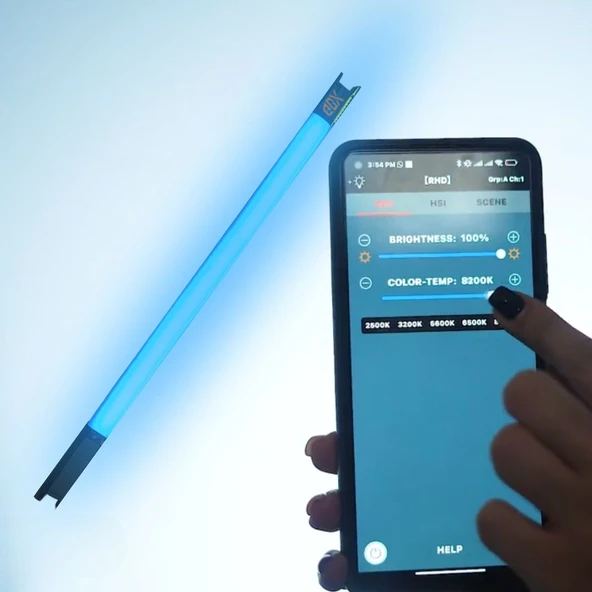 Gdx TB-60 RGB 30W Youtube Canlı Yayın Arka Plan Renkli Dolgu Işığı Led Tüp Işık (Uzunluk: 60 cm) - Resim 4