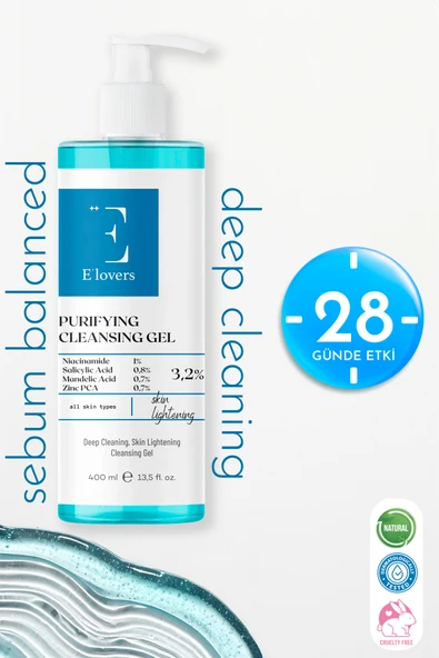 E'lovers Akne ve Sivilce Karşıtı, Aydınlatıcı Yüz Temizleme Jeli, 400 ml, Yağlı ve Karma Ciltler - Resim 4