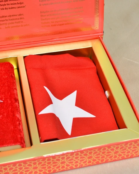 Türk Bayraklı Özel Kutuda Hediyelik Kuran Seti | Kuran-ı Kerim + Türk Bayrağı - 3