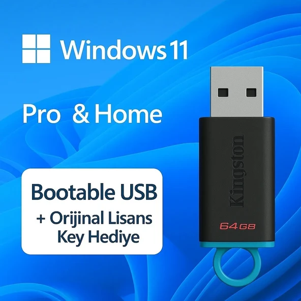 Windows 11 Pro & Home Kurulum Usb’si + Lisans Anahtarı Hediye!