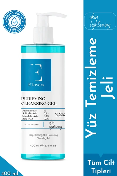 E'lovers Akne ve Sivilce Karşıtı, Aydınlatıcı Yüz Temizleme Jeli, 400 ml, Yağlı ve Karma Ciltler ürün görseli