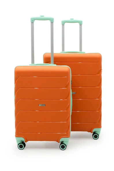 Copella Polipropilen & Kırılmaz 2'li Valiz Seti Büyük & Orta - Turuncu ürün görseli 1