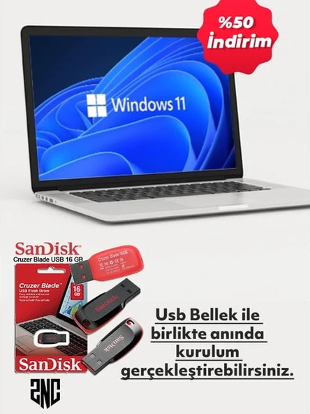 Microsoft Windows 11 Pro Freedos Ön Yükleme USB ( Lisans Içermez) 64 GB Kingston Bellek
