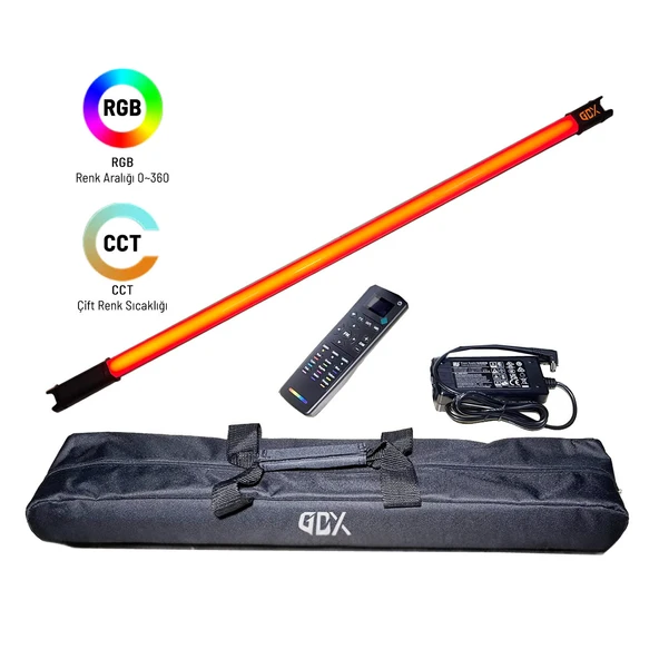 Gdx TB-100 RGB 45W Youtube Canlı Yayın Arka Plan Renkli Dolgu Işığı Led Tüp Işık (Uzunluk: 100 cm) - Resim 5