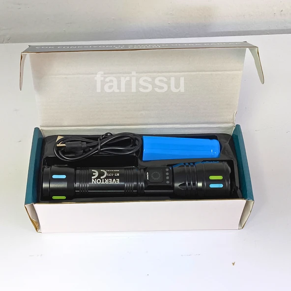 RT-171 1000 Lümen 50W Şarjlı LED El Feneri – 5 Modlu, Teleskopik Odaklamalı, Suya Dayanıklı - 8