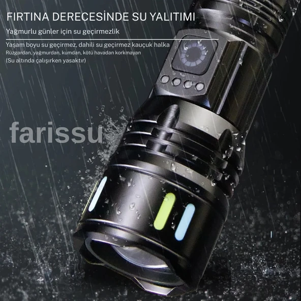 RT-171 1000 Lümen 50W Şarjlı LED El Feneri – 5 Modlu, Teleskopik Odaklamalı, Suya Dayanıklı - 4