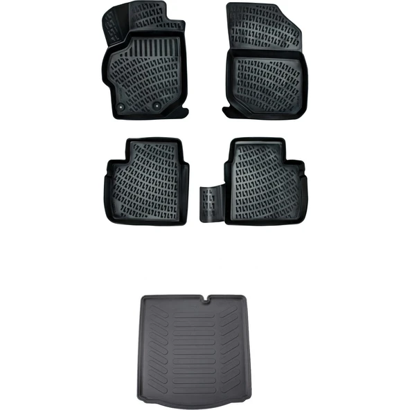 Rizline Peugeot 301 2012 Sonrası Uyumlu 3D Havuzlu Paspas + Bagaj Havuzu Set