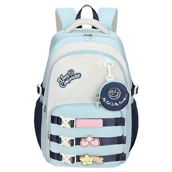Muggle 3 Bölmeli Very Comfort Kolej Okul Sırt Çantası Turkuaz-Lacivert (MU-1728) ürün görseli