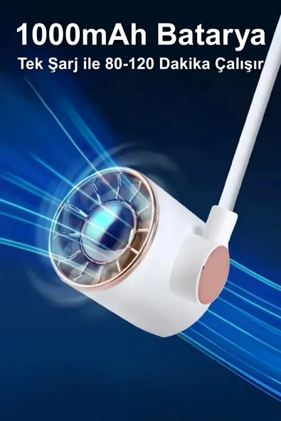 Taşınabilir Usb Şarjlı 3 Kademeli Ergonomik Boyun Fanı Vantilatör Soğutucu ZB135 - 4