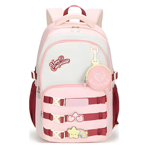 Muggle 3 Bölmeli Very Comfort Kolej Okul Sırt Çantası Pembe-Bordo (MU-1780) ürün görseli