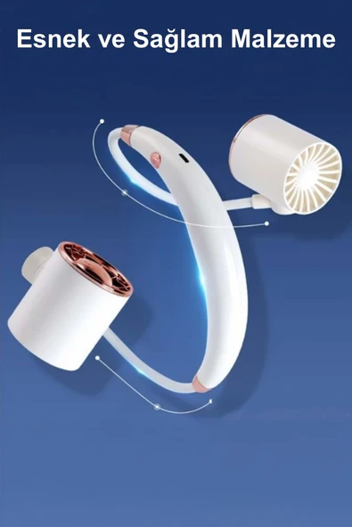 Taşınabilir Usb Şarjlı 3 Kademeli Ergonomik Boyun Fanı Vantilatör Soğutucu ZB135 - 10