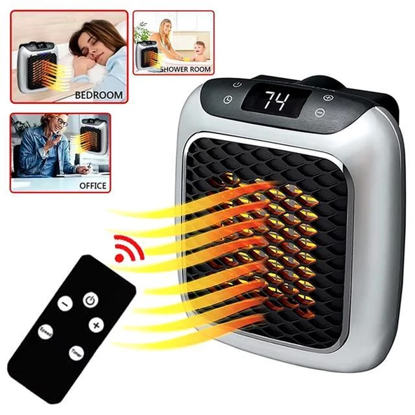PowerMaster PM-26513 800 Watt Priz Tipi Uzaktan Kumandalı Taşınabilir Isıtıcı (Zamanlayıcı - Otomatik Kapanma) - 1