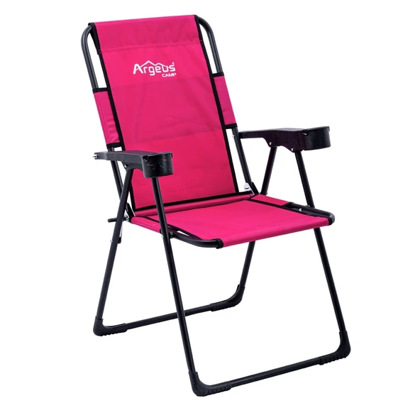 Katlanabilir Kamp Sandalyesi - Rest - Bardaklıklı - Argeus - Pembe ürün görseli