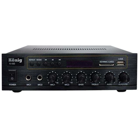 König K-100 - 80 Watt Usb/Bluetooth/2 Mik Giriş Trafolu Anfi ürün görseli