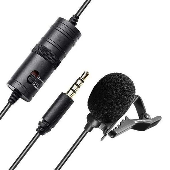 Haiki HK-401 Profesyonel Youtuber Kamera Telefon Yaka Mikrofonu (6 Metre Kablolu)