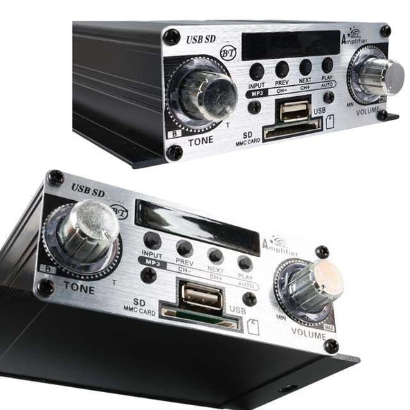 MagicVoice YW-191L 12 Volt 100 Watt Motosiklet Bluetooth Amfi USB/SD 2 Kanal Pazarcı - Anfi (125X95X40mm) - 3